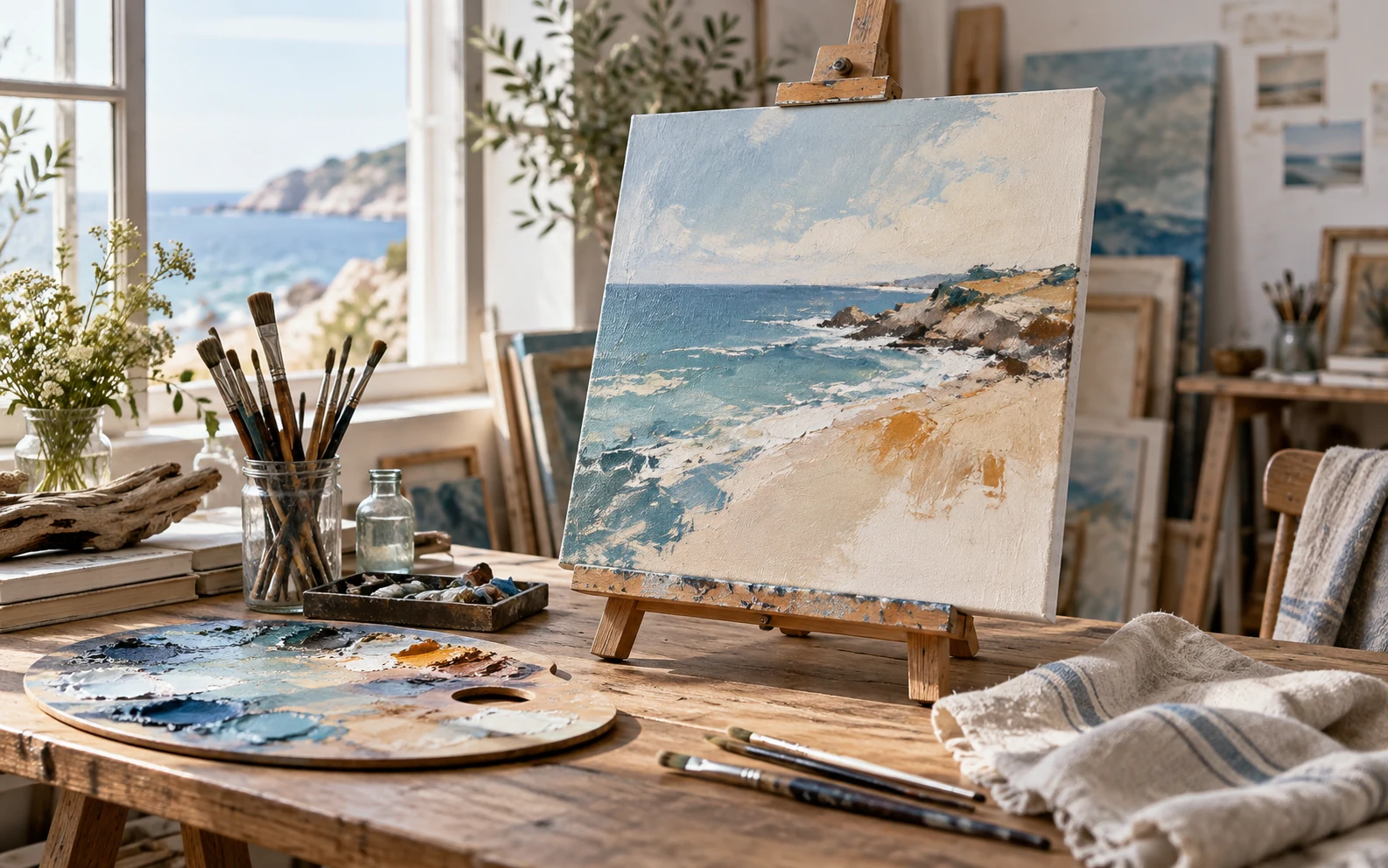 Atelier de peinture et toile marine